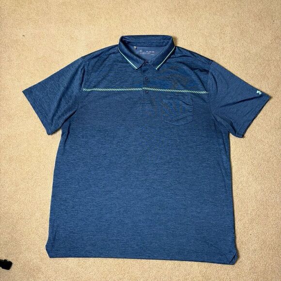 Under Armour Heat Gear Loose Fit Golf Polo Shirt Men's Size 2XL Blue/Green - Picture 1 of 5